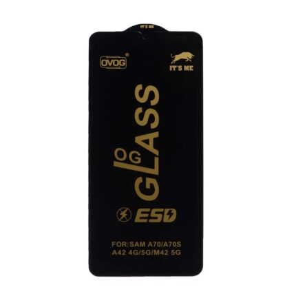 محافظ صفحه نمایش شیشه ای درجه یک Samsung A70 / A70S / A42 / M42 - Full Cover OG - ESD OVOG - (بدون پک) - مشکی
