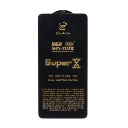 محافظ صفحه نمایش آنتی استاتیک Full Cover Super X مدل Xiaomi Redmi Note 14 4G / Note 12 Pro 4G / Note 11 Pro / Note 11 Pro Plus / Note 10 Pro 4G / Note 10 Pro Max / Poco F3 / F3 GT / F4 / X4 Pro / Mi 13T / Mi 13T Pro