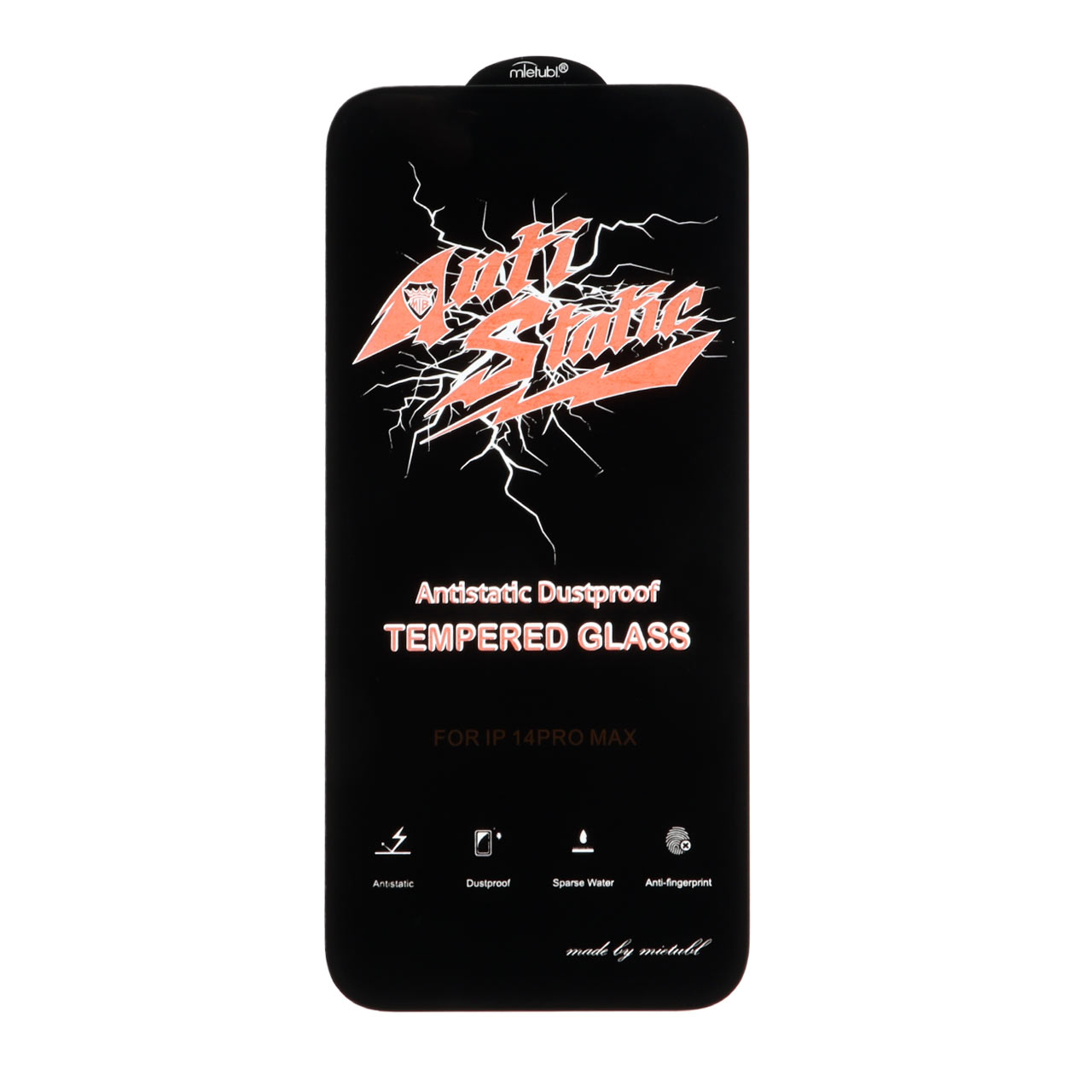 922716 محافظ صفحه نمایش شیشه ای Full Cover Anti Static Mietubl مدل Apple iPhone 14 Pro Max - مشکی (بدون پک) - تصویر 1