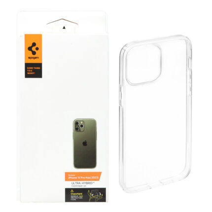 قاب اورجینال Spigen ULTRA HYBRID مدل Apple iPhone 15 Pro Max - شفاف (پک دار)