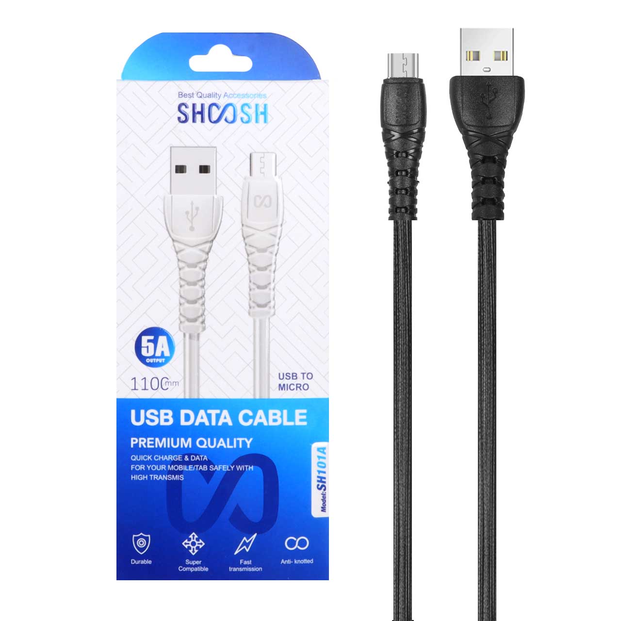 1372790 کابل شارژ 1.1 متری فست اندروید Shoosh مدل SH101A - مشکی - SMO - تصویر 1