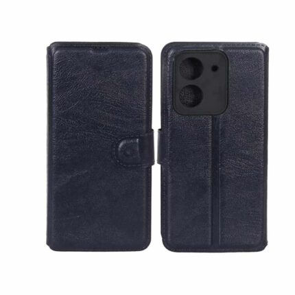 کیف موبایل چرمی مگنتی محافظ لنزدار Xiaomi Redmi A5 / Poco C71 - سرمه ای کد 1