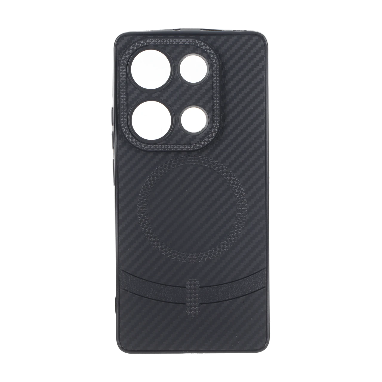 4629808 قاب هاشور لنز برجسته طرح مگ سیف سوزنی Xiaomi Redmi Note 14S / Note 13 Pro 4G / Poco M6 Pro 4G - مشکی - تصویر 1