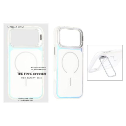 قاب اورجینال Unique Case هفت رنگ MagSafe دور رنگی لنز استندشو Apple iPhone 17 Pro Max / iPhone 18 Pro Max - سفید (پک دار)