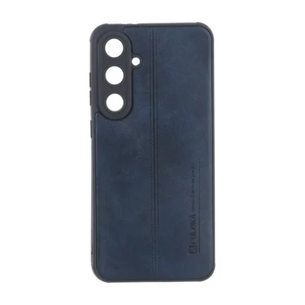 قاب Puloka طرح چرم دوخت دار محافظ لنزدار Samsung Galaxy S24 FE - سرمه ای