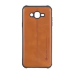 قاب Puloka طرح چرم دوخت دار محافظ لنزدار Samsung Galaxy J7 (2015) / J700 - قهوه ای