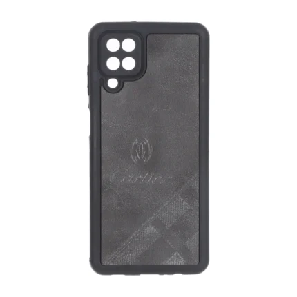 قاب طرح چرم Cartier محافظ لنزدار Samsung Galaxy A12 / M12 / F12 - خاکستری