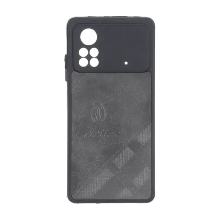 قاب طرح چرم Cartier محافظ لنزدار Xiaomi Poco X4 Pro - خاکستری