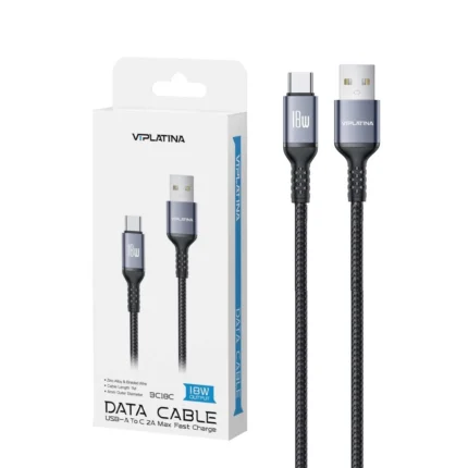 کابل شارژفست VIPLATINA Type-C مدل BC18C 18W - مشکی (گارانتی شش ماه تعویض نیکان همراه)