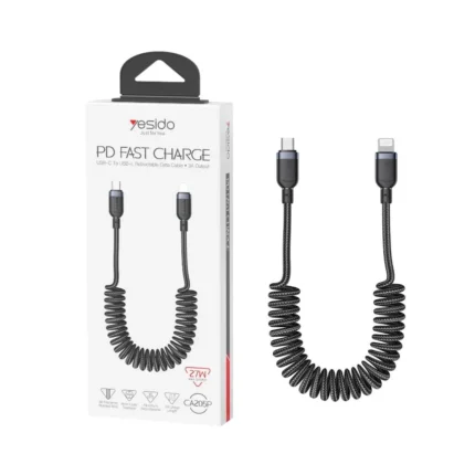 کابل شارژ PD و فست Yesido Type-C To Lightning مدل CA205P 27W - مشکی (گارانتی شش ماه تعویض نیکان همراه)