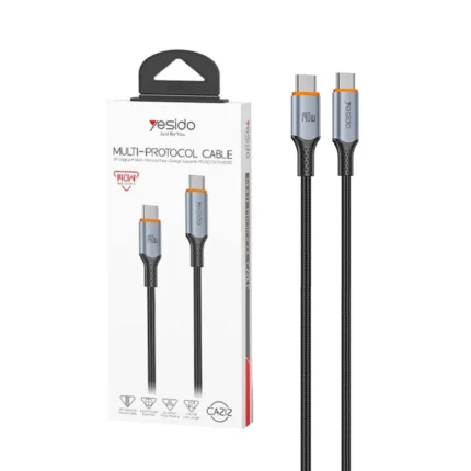 کابل شارژ 1.2 متری PD و فست Yesido Type-C To Type-C مدل CA212 140W - مشکی (گارانتی شش ماه تعویض نیکان همراه)