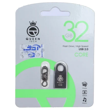 فلش مموری Queen tech USB2.0 مدل Core ظرفیت 32GB - مشکی (گارانتی مادام العمر شرکت آی تین)