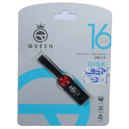 فلش مموری Queen tech USB2.0 مدل DISK ظرفیت 16GB - قرمز (گارانتی مادام العمر شرکت آی تین)