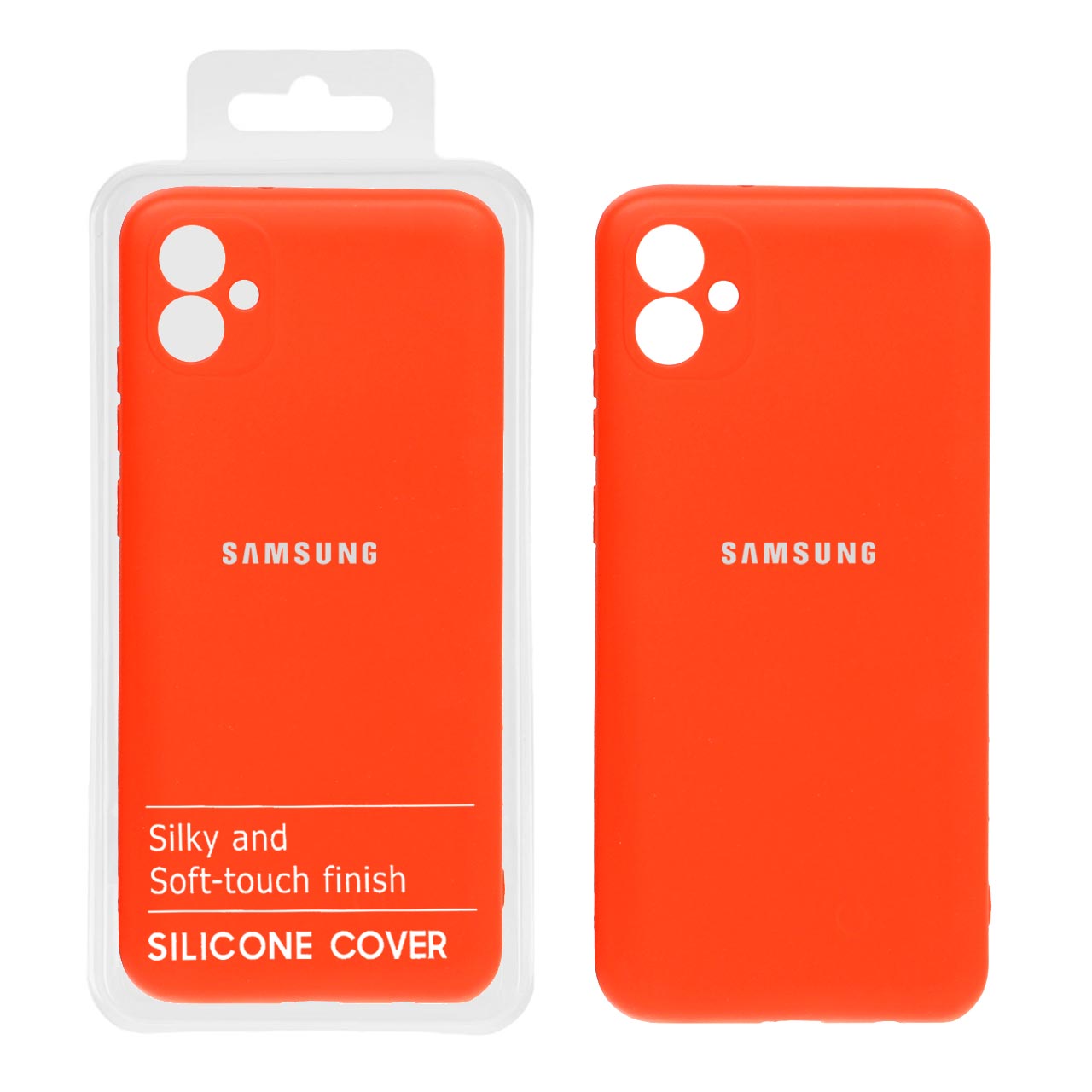812664 قاب نیو سیلیکون محافظ لنزدار Samsung A04E -RF - نارنجی (پک دار) - تصویر 1