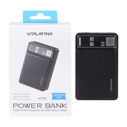 پاوربانک فست شارژ VIPLATINA 20000mAh مدل VP13 22.5W - مشکی (گارانتی 6 ماه تعویض نیکان همراه)