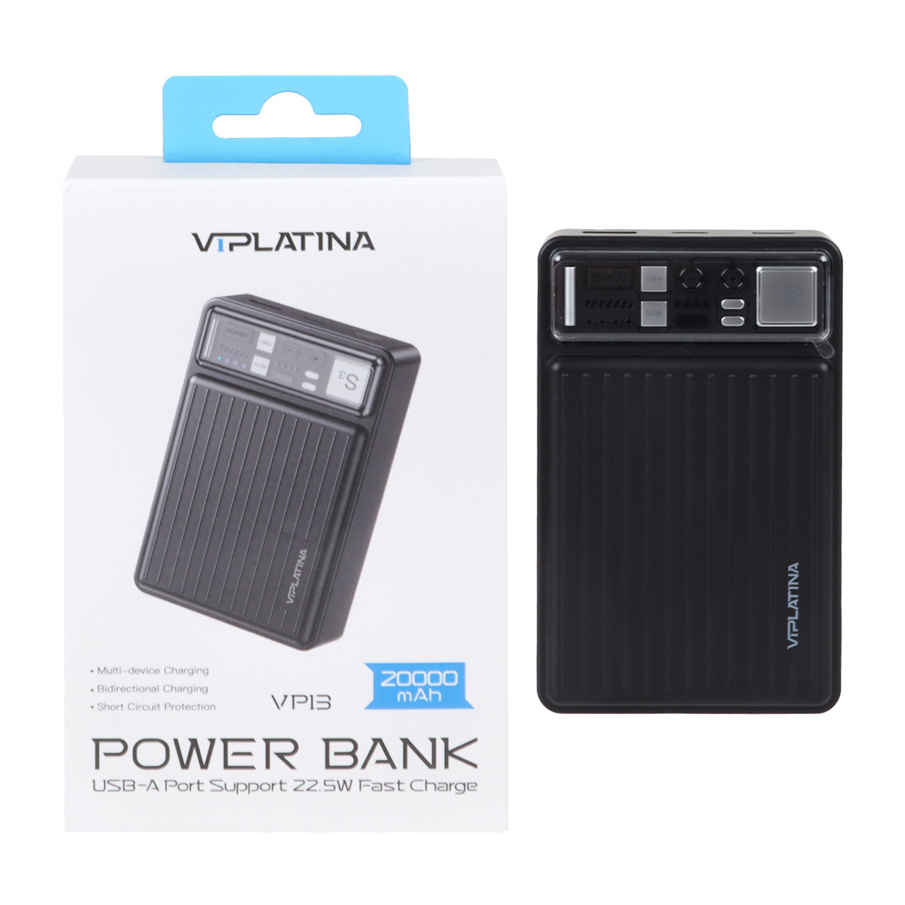 1385648 پاوربانک فست شارژ VIPLATINA 20000mAh مدل VP13 22.5W - مشکی (گارانتی 6 ماه تعویض نیکان همراه) - تصویر 1