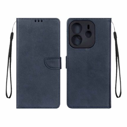 کیف چرمی موبایل مگنتی محافظ لنزدار Xiaomi Redmi Note 14 4G - سرمه ای
