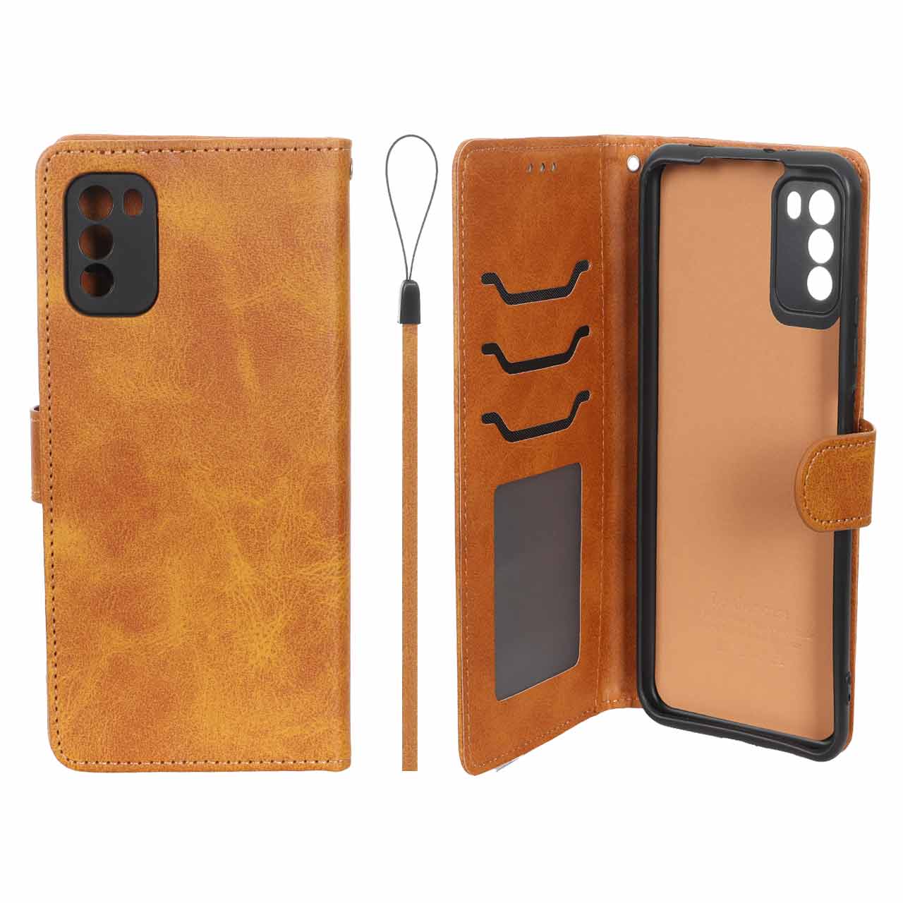 1585032 کیف موبایل مگنتی درجه یک داخل خز MNC Plus مدل Xiaomi Poco M3 - عسلی - تصویر 1