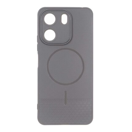 قاب شطرنجی طرح مگ سیف محافظ لنزدار Xiaomi Redmi 13C / Poco C65 - خاکستری
