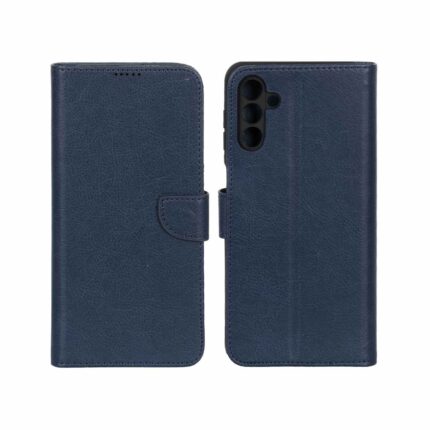 کیف چرمی موبایل مگنتی محافظ لنزدار KRF مدل Samsung Galaxy A13 5G / A04s / M13 4G / M23 / F13 - سرمه ای