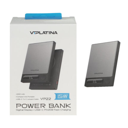 پاوربانک وایرلس و فست شارژ VIPLATINA 15W 5000mAh مدل VP22 - مشکی (گارانتی 6 ماه تعویض نیکان همراه)
