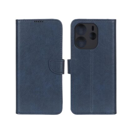 کیف چرمی موبایل مگنتی محافظ لنزدار KRF مدل Xiaomi Redmi Note 14 4G - سرمه ای