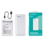 پاوربانک فست شارژ ADATA 18W 10000mAh مدل C100 - سفید (گارانتی آونگ) - تصویر 2