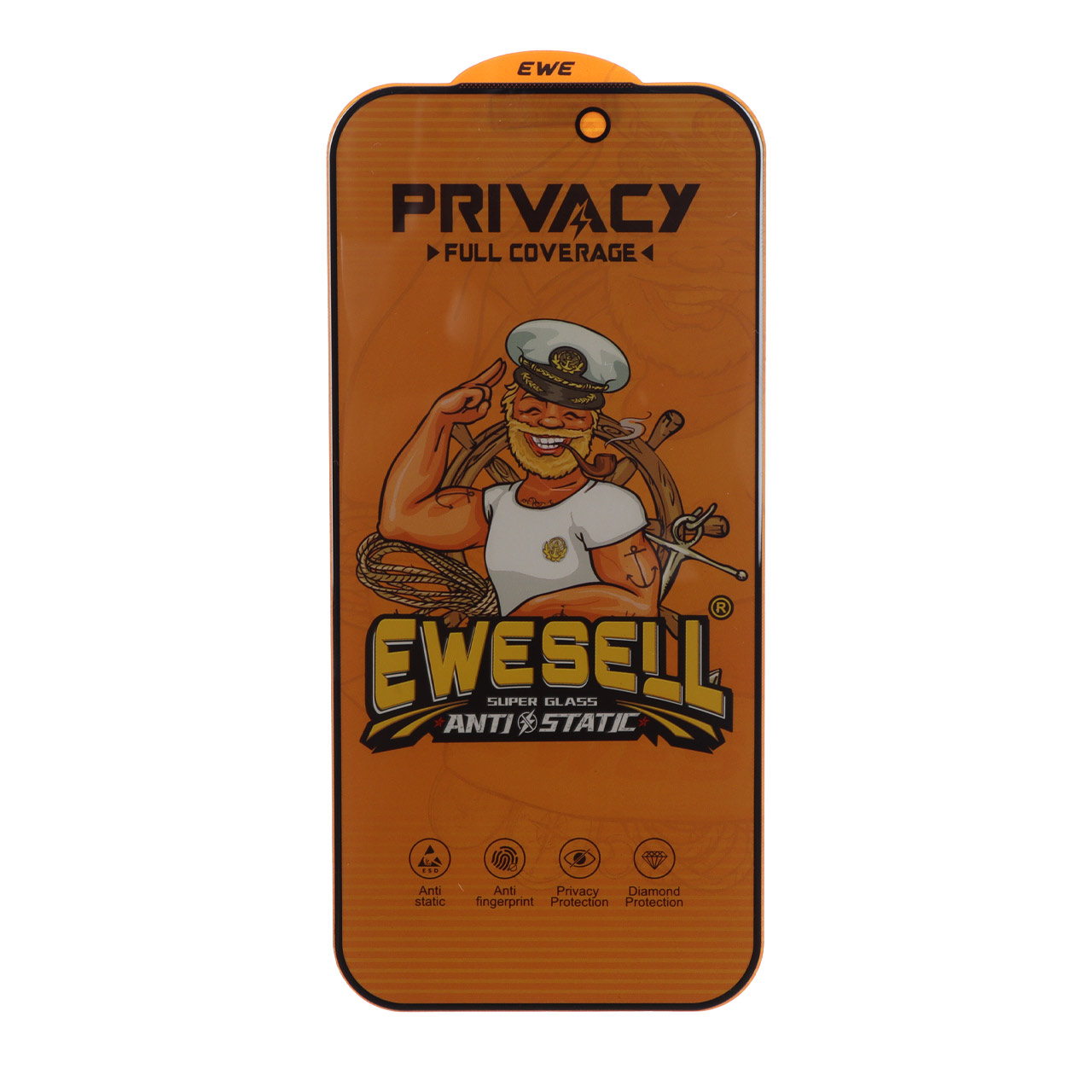 4605708 محافظ صفحه نمایش شیشه ای Full Cover Ewesell Anti Static Privacy مدل Apple iPhone 17 Pro - تصویر 1