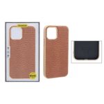 قاب طرح چرم کروکودیل دور طلایی Apple iPhone 12 Pro Max - قهوه ای (پک دار)