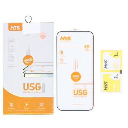 محافظ صفحه نمایش شیشه ای Full Cover USG 45KG - HTK مدل Apple iPhone 17 Pro Max / iPhone 18 Pro Max (پک دار)