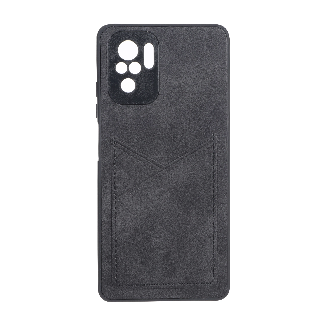 4653564 قاب طرح چرم جاکارتی محافظ لنزدار Xiaomi Redmi Note 10 4G / Redmi Note 10S / Poco M5S - مشکی - تصویر 1