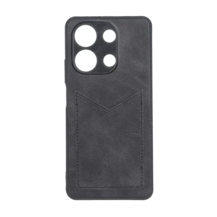 قاب طرح چرم جاکارتی محافظ لنزدار Xiaomi Redmi Note 13 4G - مشکی
