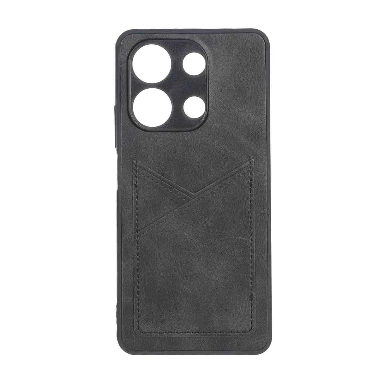 4653768 قاب طرح چرم جاکارتی محافظ لنزدار Xiaomi Redmi Note 13 4G - مشکی - تصویر 1
