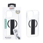 قاب ژله ای شفاف Magnetic فینگر بند سیلیکونی Apple iPhone 15 / iPhone 14 / iPhone 13 - مشکی (پک دار)
