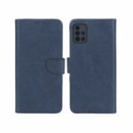 کیف چرمی موبایل مگنتی محافظ لنزدار KRF مدل Samsung Galaxy A51 / M40s - سرمه ای