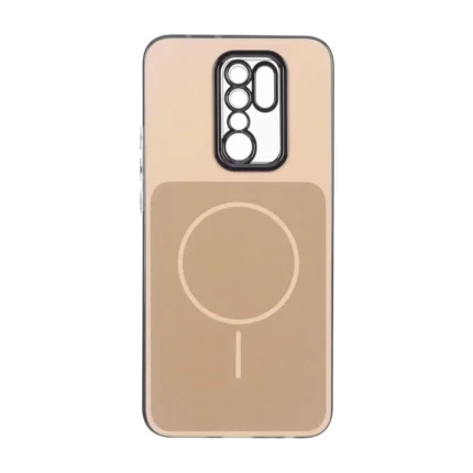 قاب مستطیلی طرح مگ سیف لنز شفاف Xiaomi Redmi 9 / Redmi 9 Prime / Poco M2 - عسلی