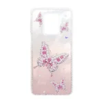 قاب اطلسی Butter Fly نگین دار Xiaomi Redmi Note 9S / Redmi Note 9 Pro / Redmi Note 9 Pro Max - صورتی