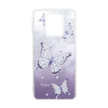 قاب اطلسی Butter Fly نگین دار Xiaomi Redmi Note 9S / Redmi Note 9 Pro / Redmi Note 9 Pro Max - بنفش