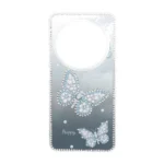 قاب اطلسی Butter Fly نگین دار Xiaomi Redmi 14C / Redmi A3 Pro / Redmi A4 / Poco C75 - آبی روشن
