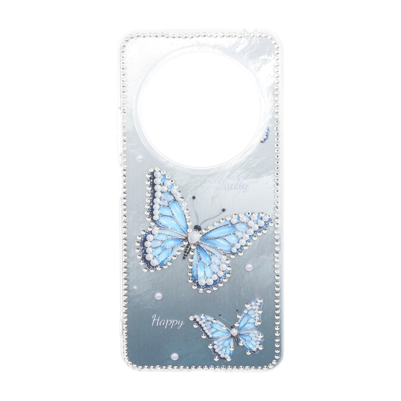 4662512 قاب اطلسی Butter Fly نگین دار Xiaomi Redmi 14C / Redmi A3 Pro / Redmi A4 / Poco C75 - آبی - تصویر 1