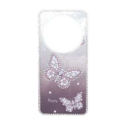 قاب اطلسی Butter Fly نگین دار Xiaomi Redmi 14C / Redmi A3 Pro / Redmi A4 / Poco C75 - بنفش کدر