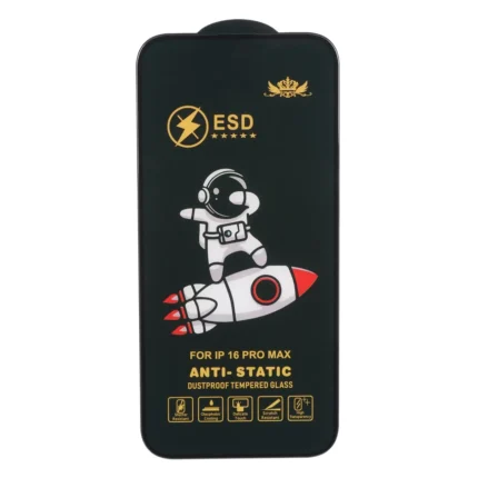 محافظ صفحه نمایش شیشه ای Full Cover Space Man Anti Static ESD مدل Apple iPhone 16 Pro Max