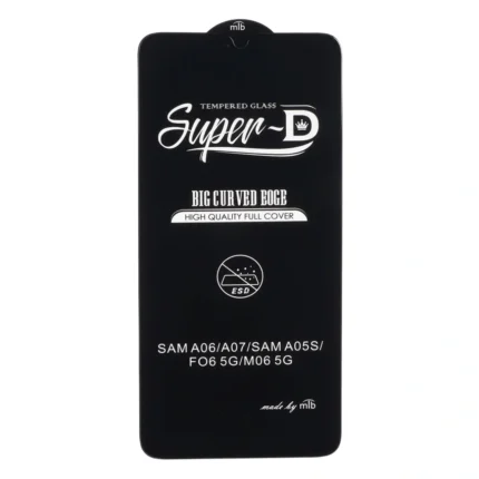 محافظ صفحه نمایش شیشه ای Full Cover Super D MTB-ESD مدل Samsung Galaxy A07 / A06 / A05 / Xiaomi Redmi 13C / Poco C65 / Poco M6 5G / Honor X7 / X7A / Realme C51 / Realme C53