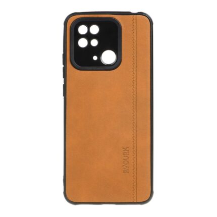 قاب طرح چرم RYOURK مدل Xiaomi Redmi 10C / Redmi 10 Power / Poco C40 - عسلی